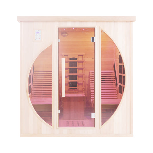 Serenza Wellness Luxury 2-Person Lay-Down Infrared Sauna with Red-Light Therapy | Solid Canadian Hemlock Wood